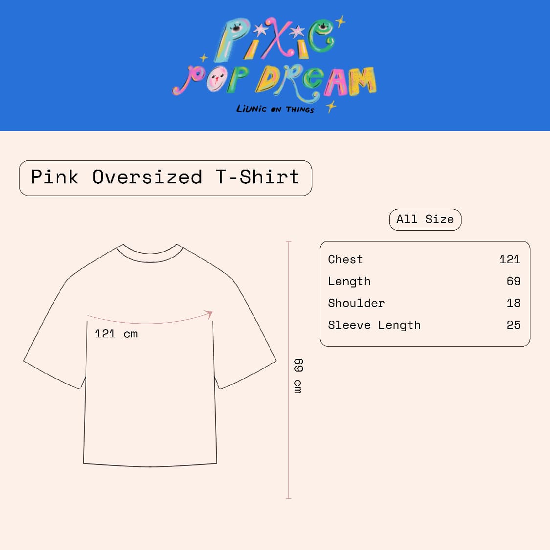 Pixie Pop Dream Pink Oversized T-shirt | Liunic on Things