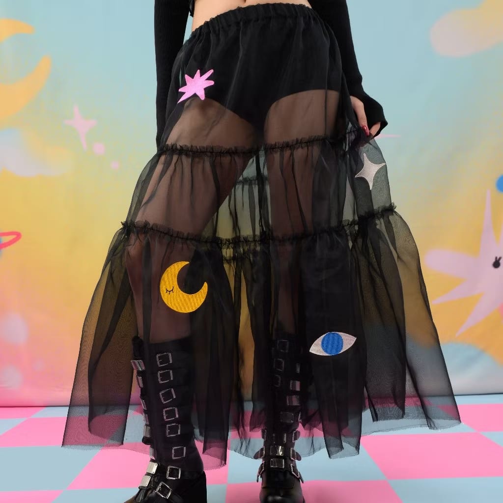 Pixie Pop Dream Black Embroidery Skirt | Liunic on Things