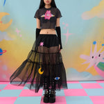 Pixie Pop Dream Black Embroidery Skirt | Liunic on Things