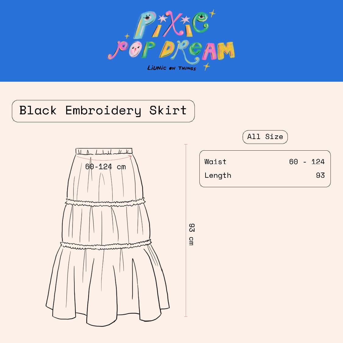 Pixie Pop Dream Black Embroidery Skirt | Liunic on Things